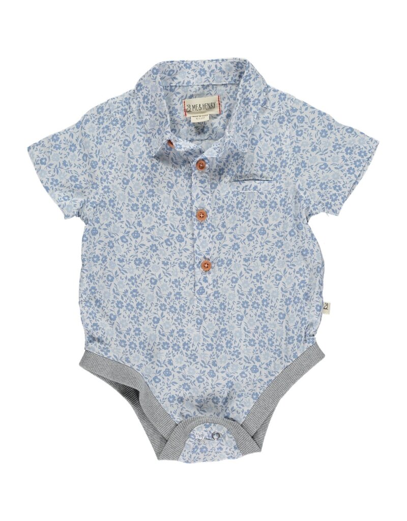 Helford Blue Floral Button Onesie