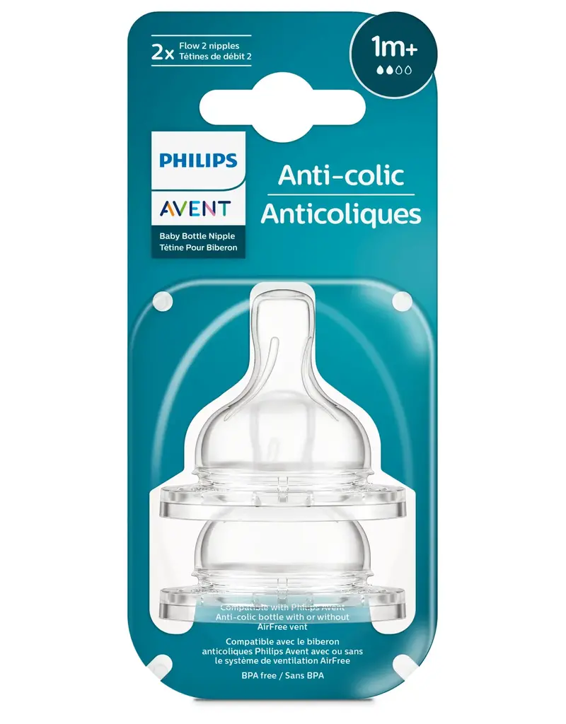 Philips Avent Anti-Colic Nipple - Slow Flow 1m+