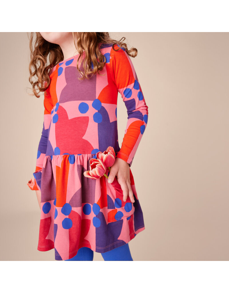 Tea Collection Quilt Tulip LS Pocket Dress