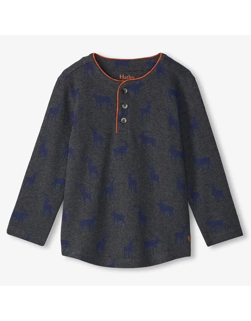 Hatley Blue Elks Longsleeve Henley Tee