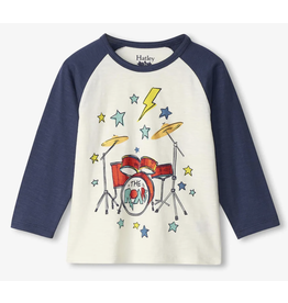 Hatley Drum Kit LS Raglan Baby Tee, Sizes: 6-9m, 9-12m