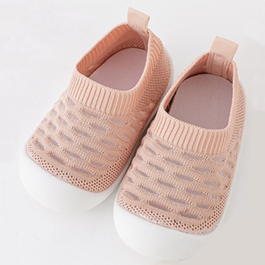 Peach Knitted Baby Non Slip Sock Shoes