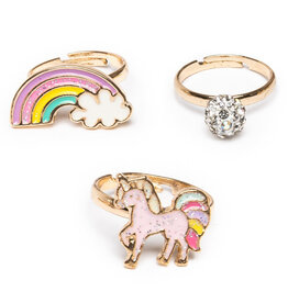 Great Pretenders Boutique Unicorn Rainbow Rings, 3pcs
