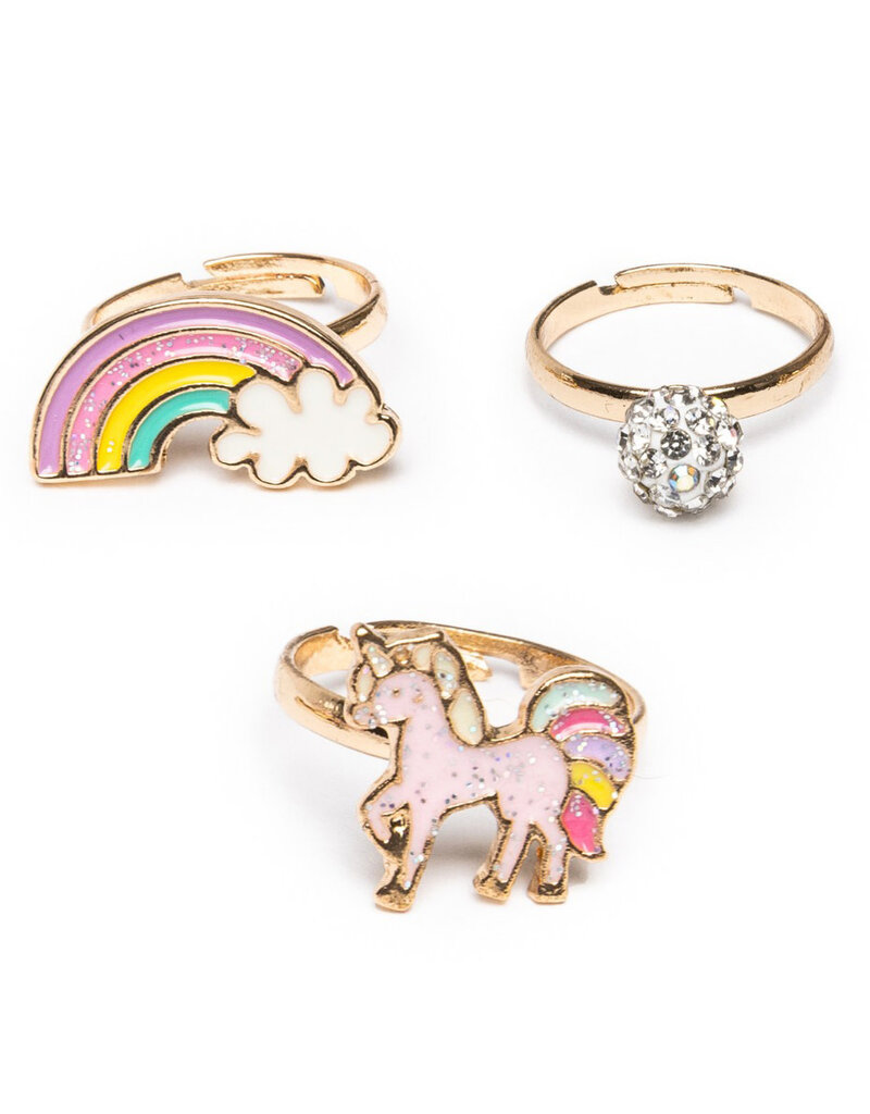 Great Pretenders Boutique Unicorn Rainbow Rings, 3pcs