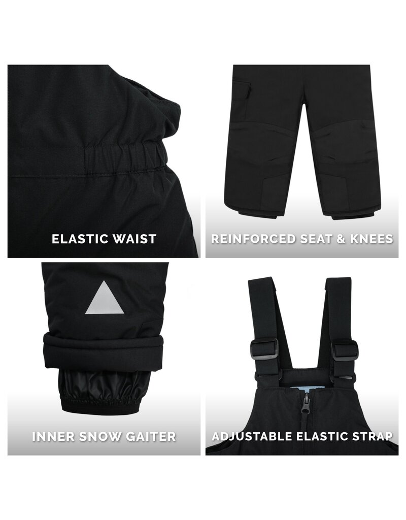 Jan and Jul Black Toasty-Dry Snow Bib Pants