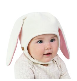 Jan and Jul Cream Bunny Fleece Animal Hat 3-9m