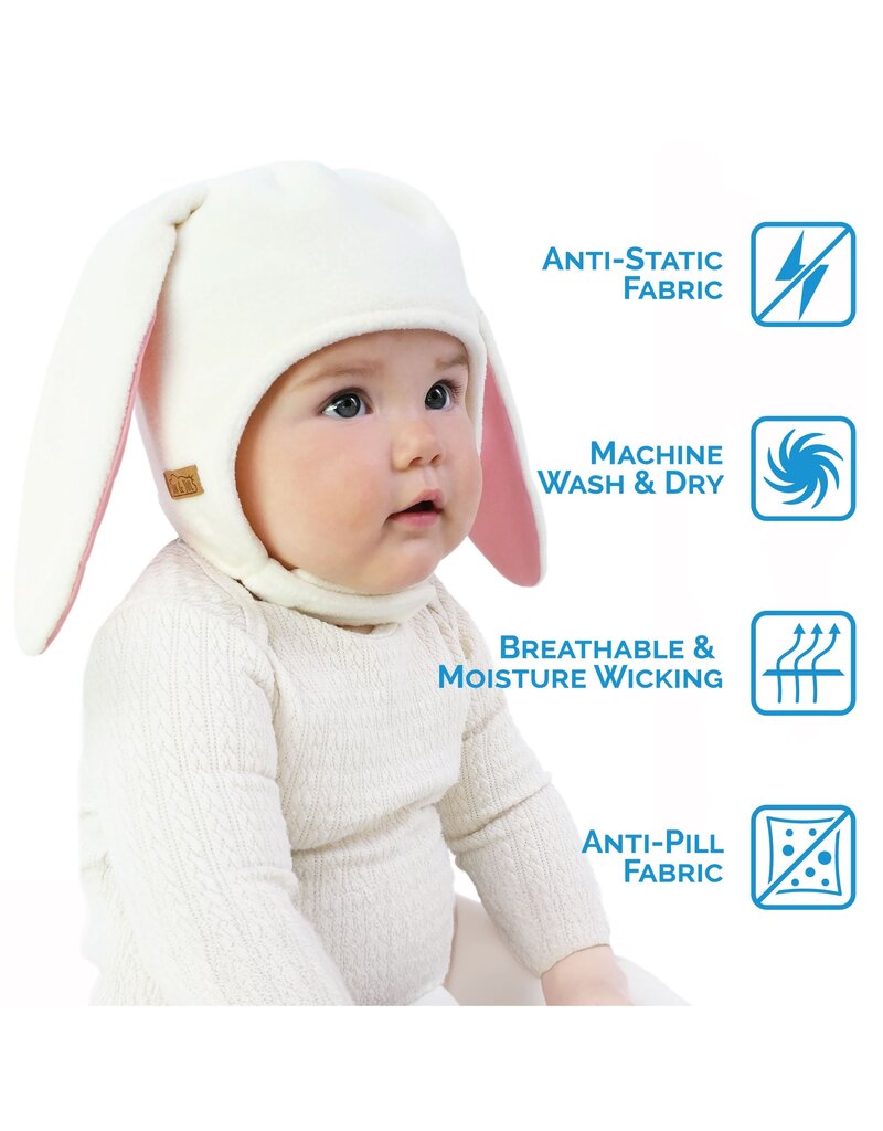 Jan and Jul Cream Bunny Fleece Animal Hat