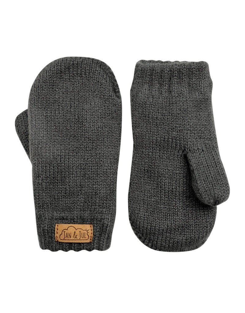 Jan and Jul Knit Mittens Dark Grey