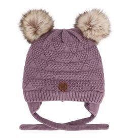 Dark Lilac Double Pom-Pom Knit Hat