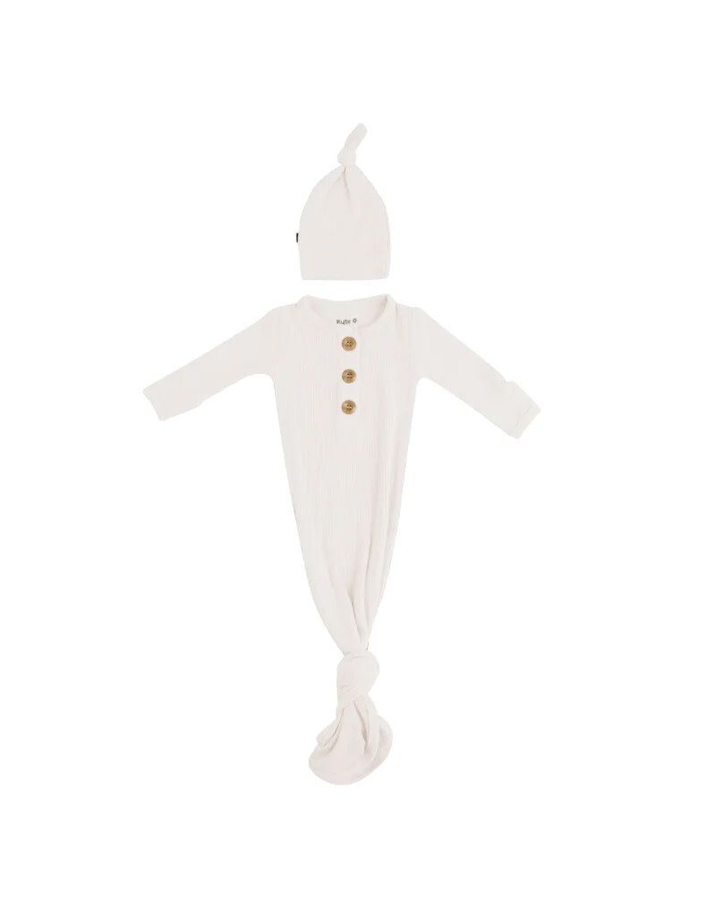 Kyte Baby Cloud Ribbed Knotted Gown w/Hat Set