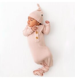 Kyte Baby Blush Ribbed Knotted Gown w/Hat Set