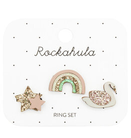Rockahula Enchanted Rainbow & Swan Ring Set
