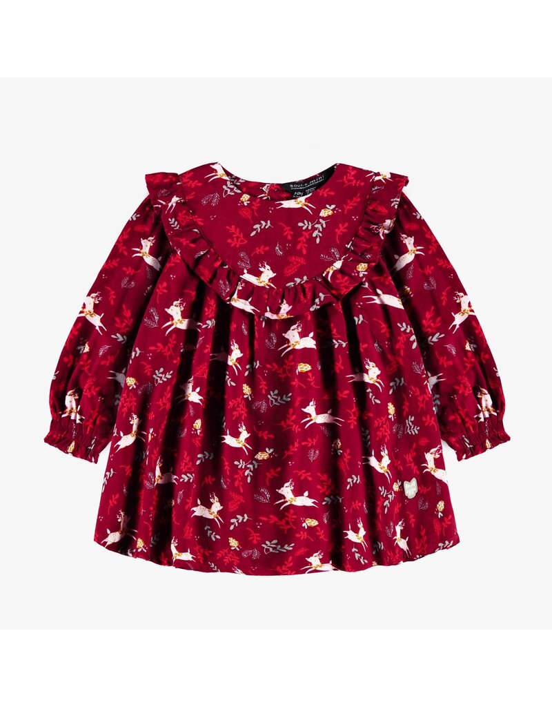 Souris Mini Red Reindeer Baby Ruffle Dress