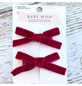 Baby Wisp Velvet Pigtail Pinch Hair Clips - Bordeaux