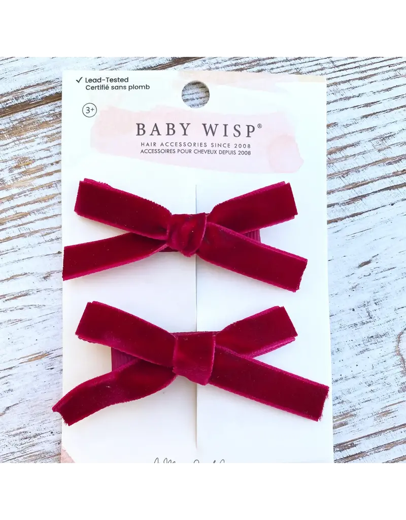 Baby Wisp Velvet Pigtail Pinch Hair Clips - Bordeaux
