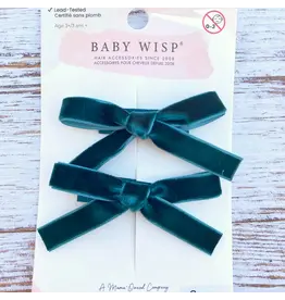 Baby Wisp Velvet Pigtail Pinch Hair Clips - Deep Teal