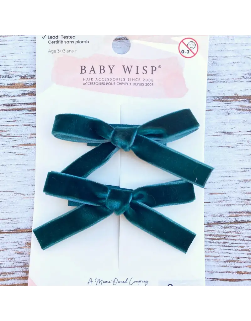 Baby Wisp Velvet Pigtail Pinch Hair Clips - Deep Teal