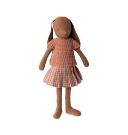 Maileg Bunny size 3, Chocolate Brown, Knitted Shirt & Skirt