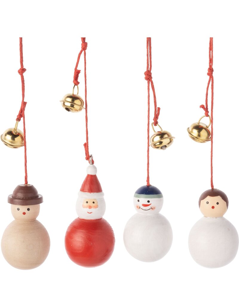 Mini Wood Ornaments w/Bells (Assorted)