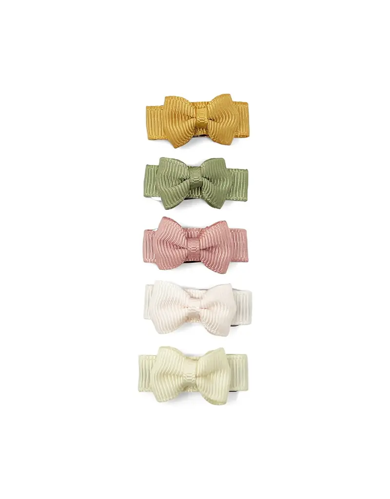 Baby Wisp Tuxedo Bow Clip 5pk Salted Caramel