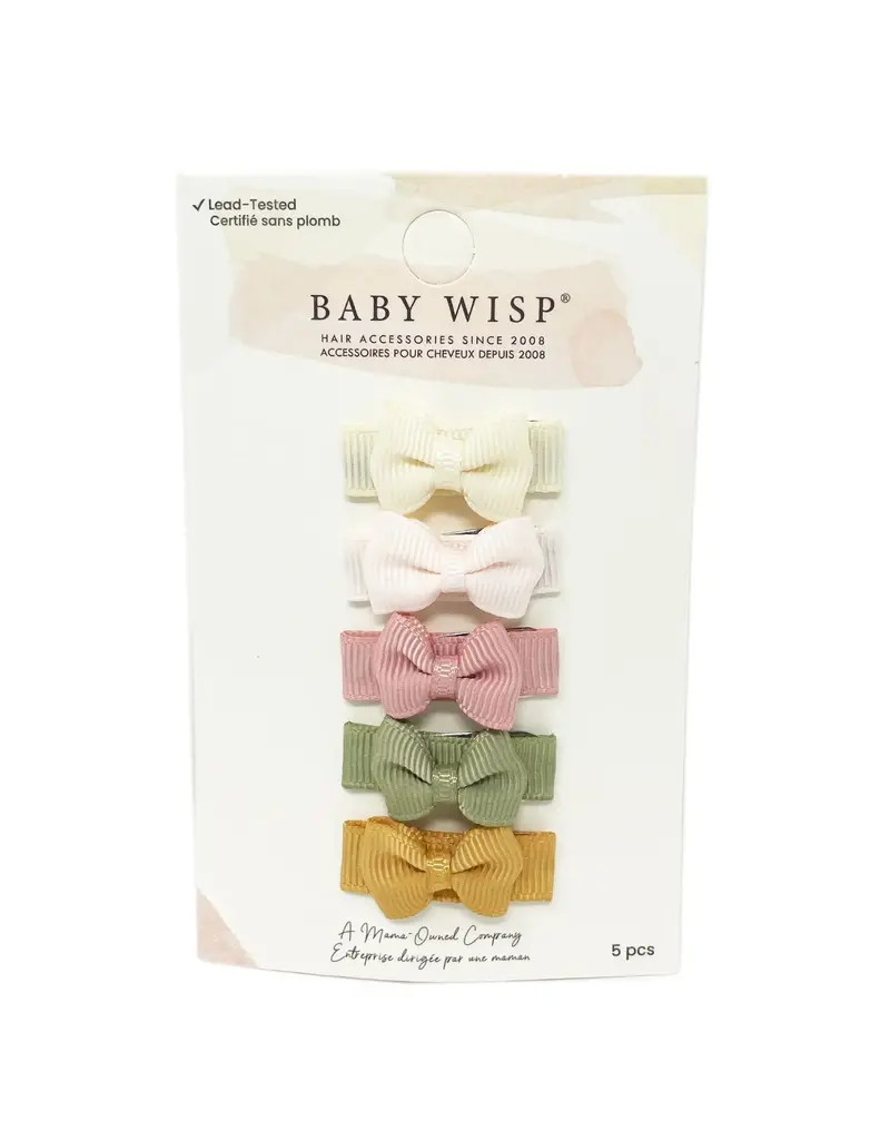 Baby Wisp Tuxedo Bow Clip 5pk Salted Caramel