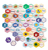Eeboo Simple Words Hexagon Puzzle Pairs 3y+