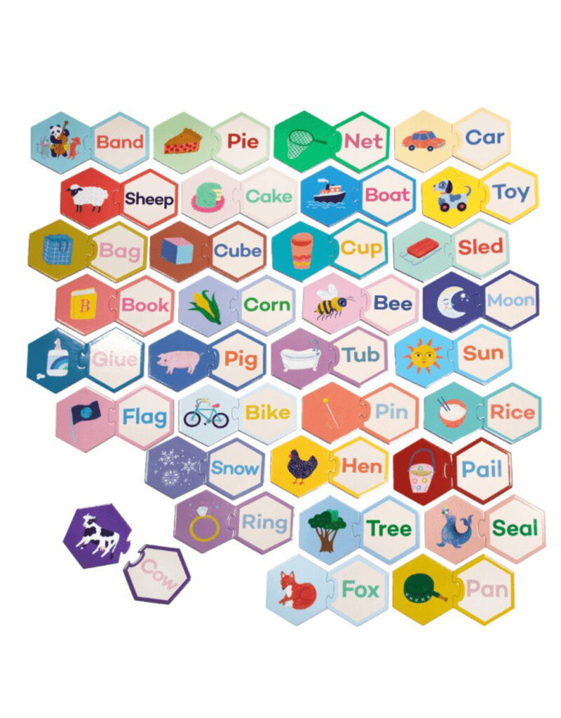 Eeboo Simple Words Hexagon Puzzle Pairs 3y+