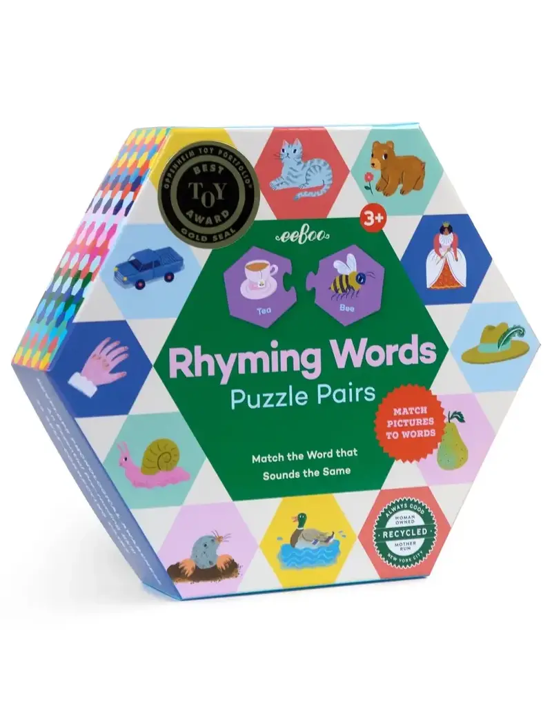 Eeboo Rhyming Words Hexagon Puzzle Pairs 3y+