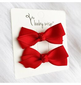 Baby Wisp Aiyanna Ribbon Boutique Bow Clips 2pk - Red