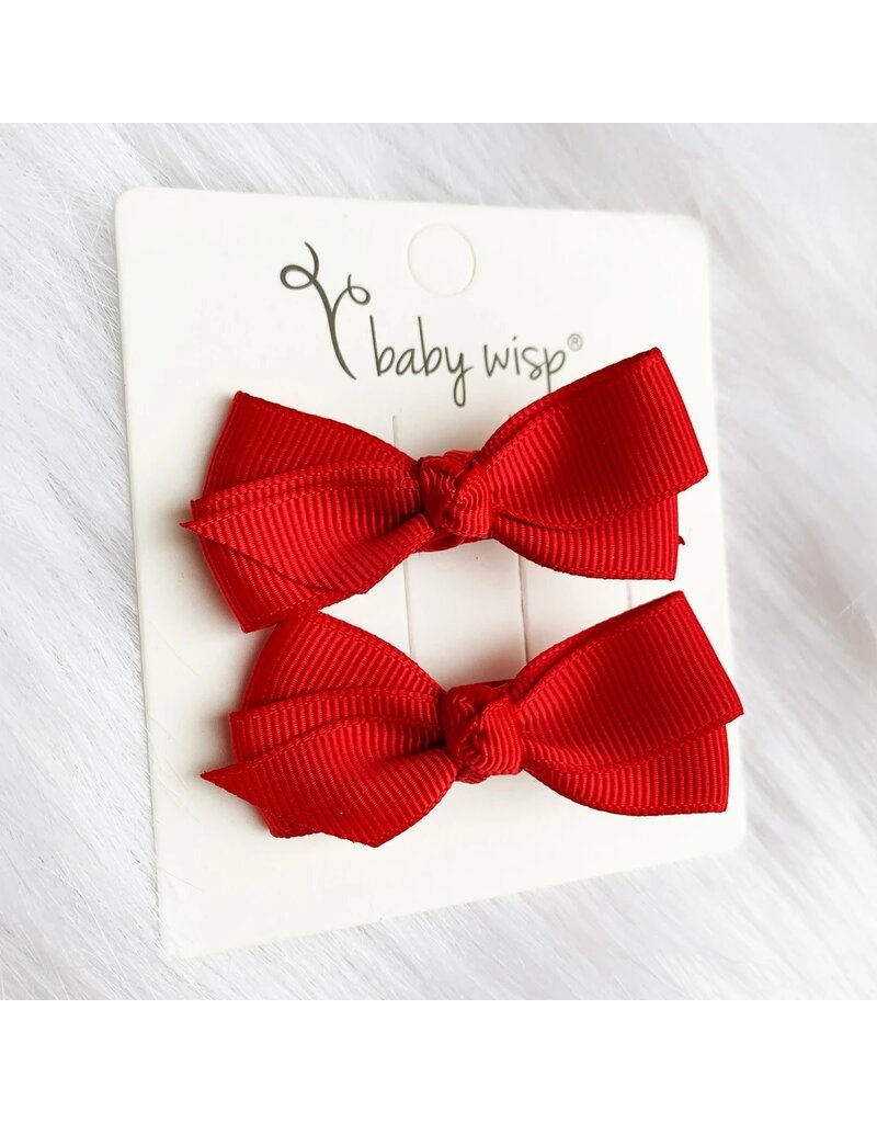 Baby Wisp Aiyanna Ribbon Boutique Bow Clips 2pk - Red