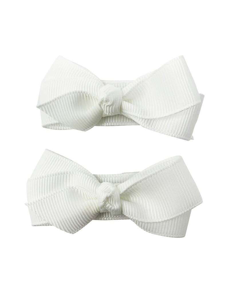Baby Wisp Aiyanna Ribbon Boutique Bow Clips 2pk - White