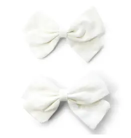 Baby Wisp Emma Fabric Bow Clips 2pk - White