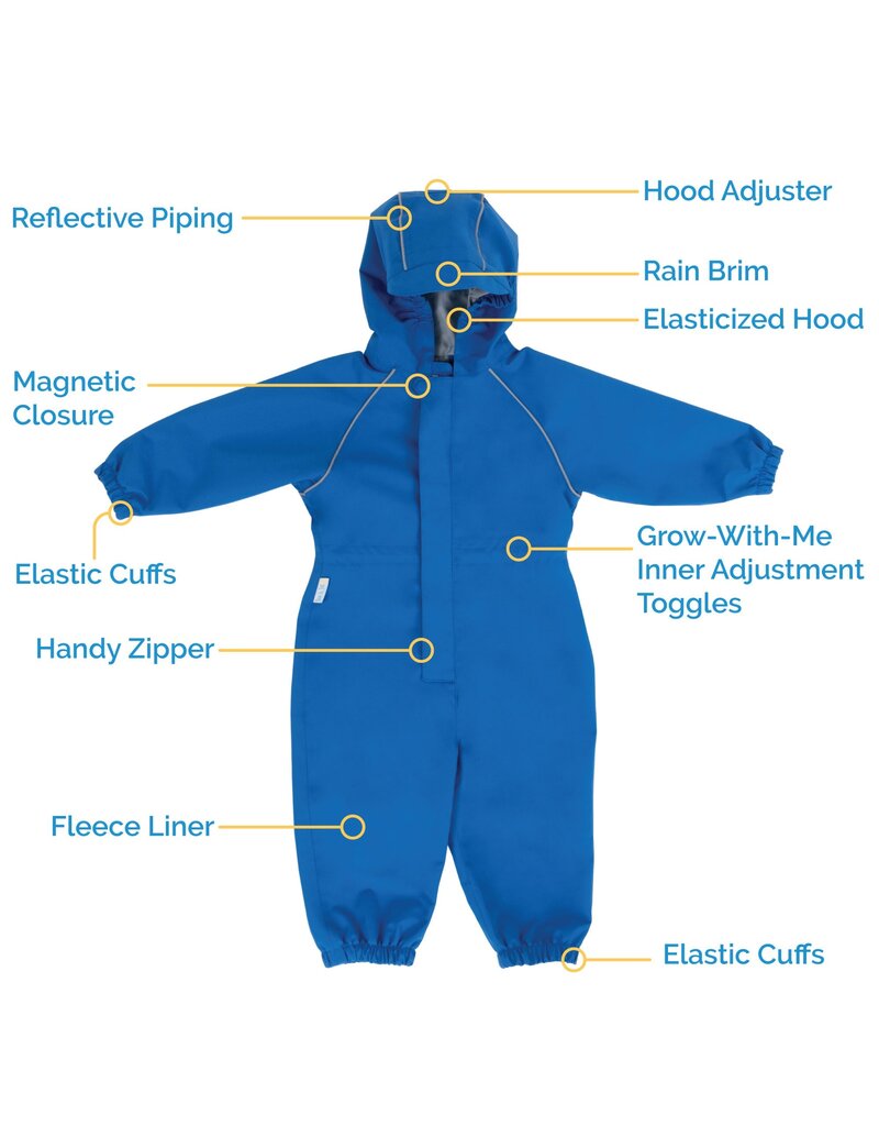 Jan and Jul Nebula Blue Cozy-Dry Rain Play Suit (fleece lined)
