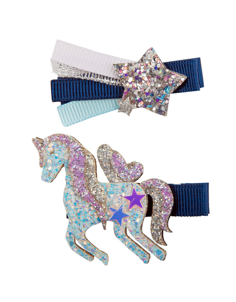 Great Pretenders Navy Unicorn Star Hairclip