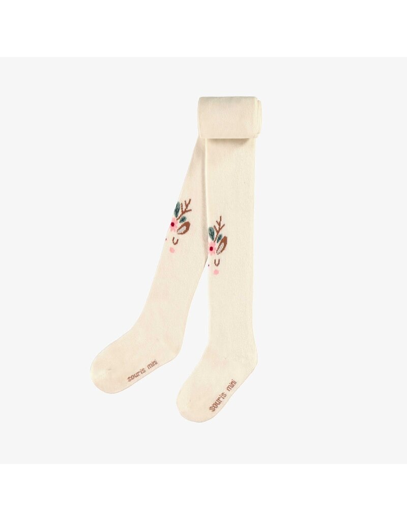 Souris Mini Cream Reindeer Baby Tights
