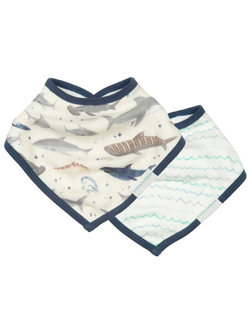 Loulou Lollipop Muslin Bandana Bib Set, Sharks, 2pk
