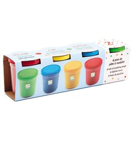 Djeco Modelling Clay - 4 Tubs, Primary, 18m+