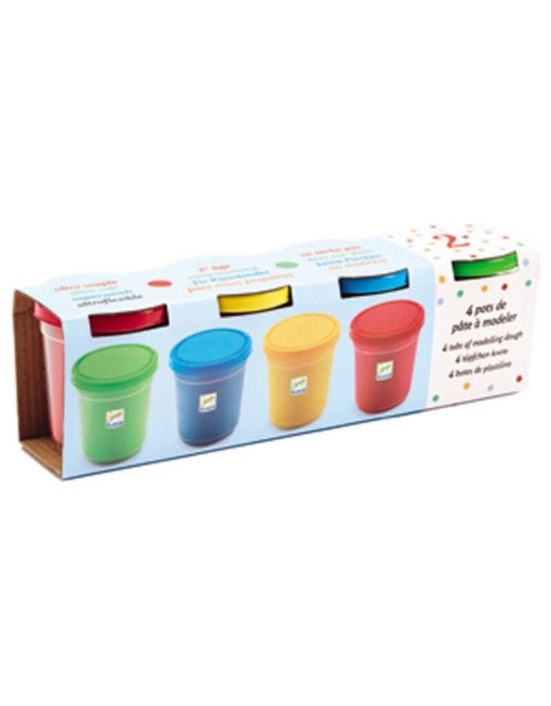 Djeco Modelling Clay - 4 Tubs, Primary