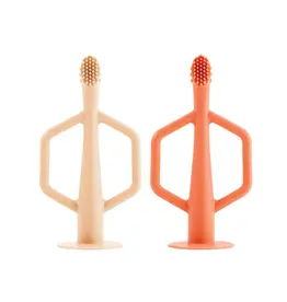 Silicone Training Toothbrush 2 Pack - Coral and Sand