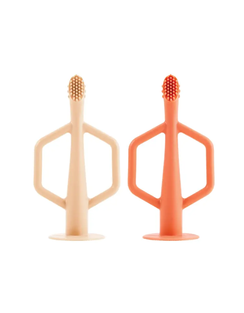 Silicone Training Toothbrush 2 Pack - Coral and Sand