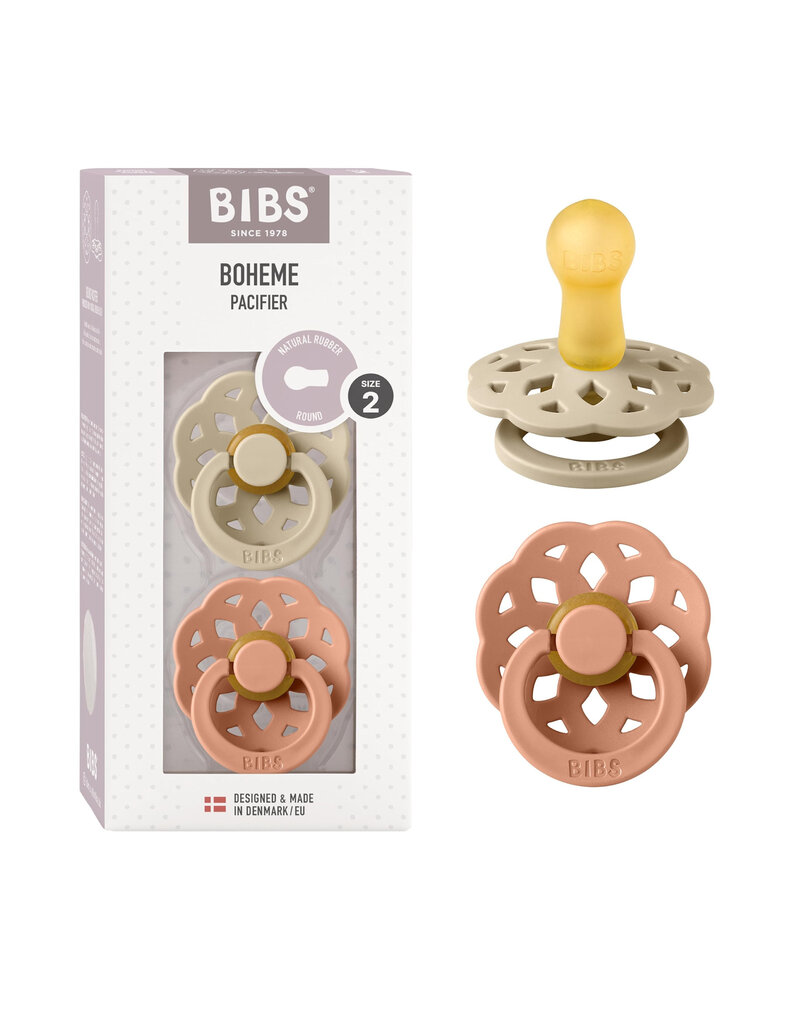 Bibs Bibs Boheme Pacifier 2pk 0-6m, Vanilla/Peach