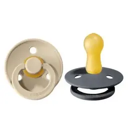 Bibs Bibs Pacifier 2pk 0-6m, Sand/Iron, Latex