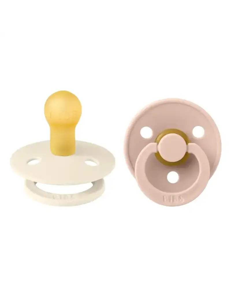 Bibs Bibs Pacifier 2pk 6-18m, Ivory/Blush, Latex