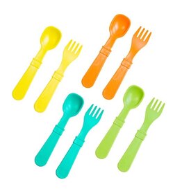 8pk Spoons + Forks - Orange, Lime Green, Yellow,  Aqua