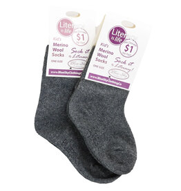 Little Ones' Merino Wool Socks, Charcoal