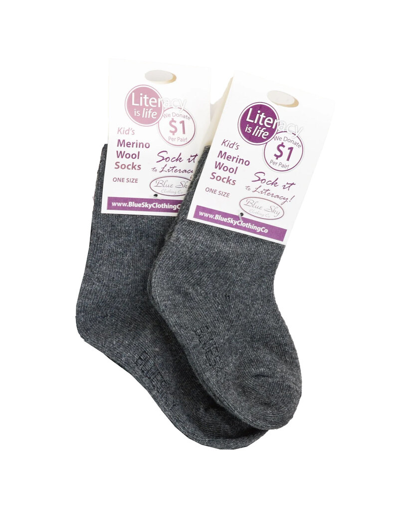 Little Ones' Merino Wool Socks, Charcoal
