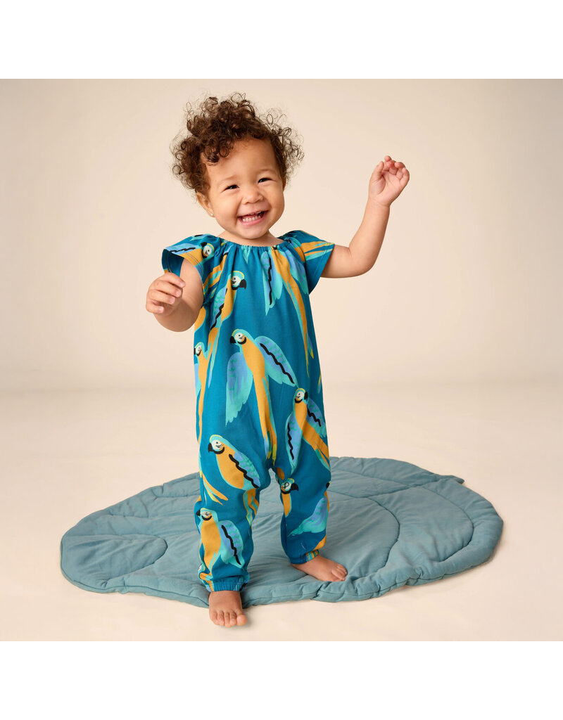 Tea Collection Macaw Flutter Sleeve Baby Romper