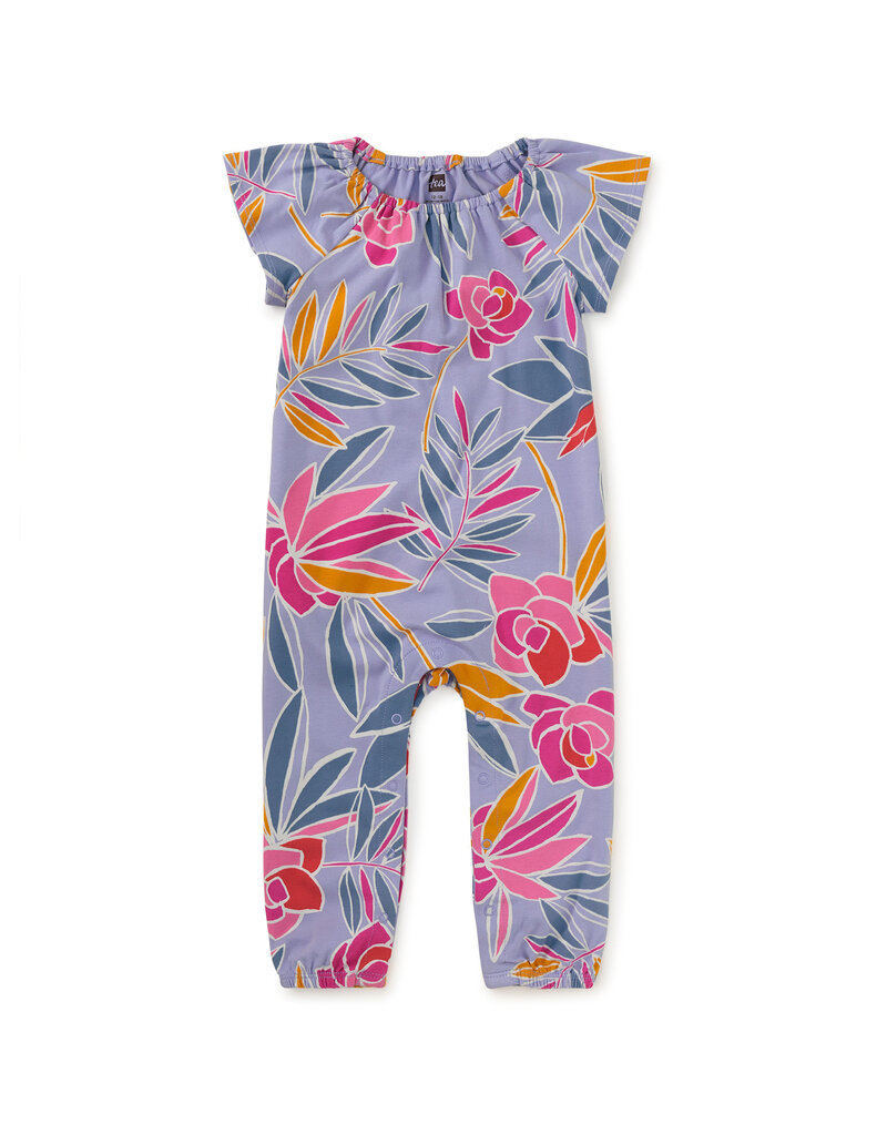 Tropical Flutter Sleeve Baby Romper