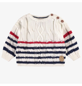 Souris Mini Navy/Red Striped Baby Sweater
