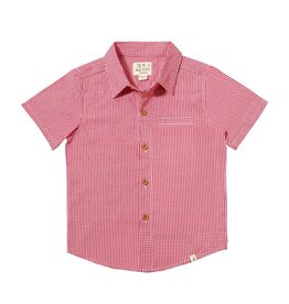 Newport Woven Shirt Red Micro Plaid